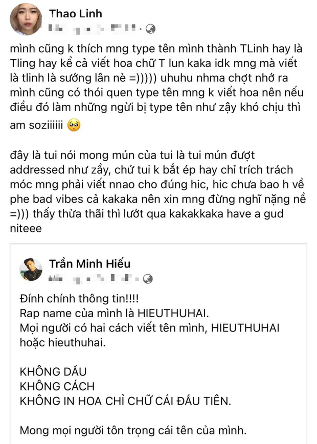 Nhiều người viết sai rap name của HIEUTHUHAI và tlinh, khổ chủ phải đăng đàn giải thích! - Ảnh 5.