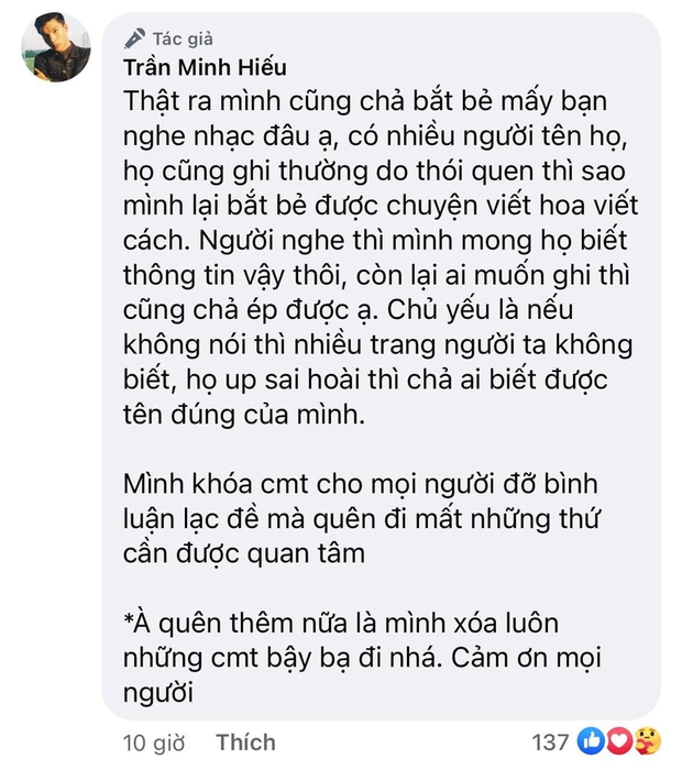 Nhiều người viết sai rap name của HIEUTHUHAI và tlinh, khổ chủ phải đăng đàn giải thích! - Ảnh 3.