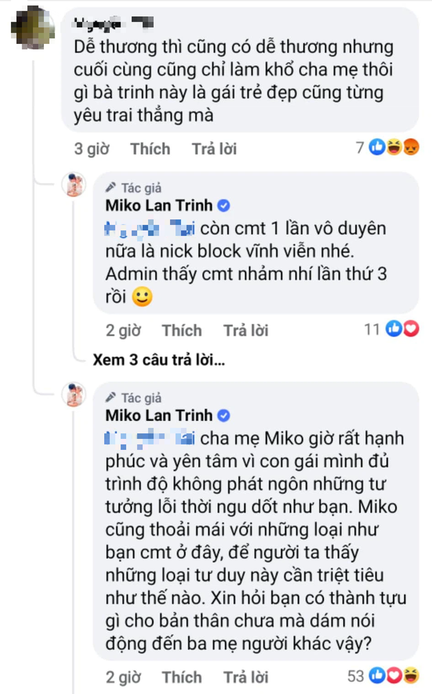 Bị netizen lôi cả bố mẹ vào để chỉ trích chuyện yêu bạn trai chuyển giới, Miko Lan Trinh có pha đáp trả căng hơn dây đàn - Ảnh 2.