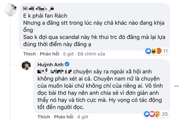 Huỳnh Anh ẩn ý nói về đàn ông trăng hoa, làm tội con thơ, phản ứng khi netizen khuyên đừng cà khịa Jack! - Ảnh 3. Huỳnh Anh ẩn ý nói về đàn ông trăng hoa, làm tội con thơ, phản ứng khi netizen khuyên đừng cà khịa Jack! - Ảnh 3.