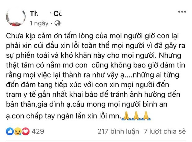 Bệnh nhân COVID-19 viết tâm thư xin lỗi gần 100 người vô tình thành F1 - Ảnh 2.