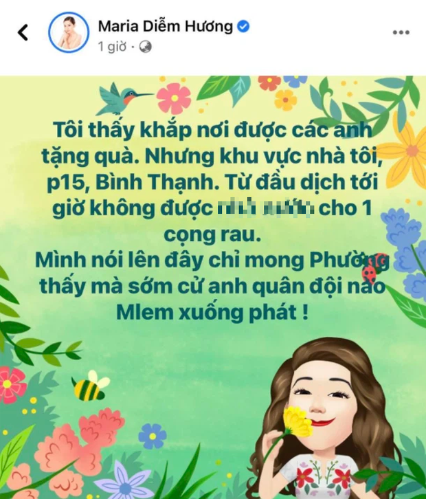 HH Diễm Hương than thở 3 tháng khu mình sống không được nhận 1 cọng rau, netizen lập tức chỉ ra điểm sai - Ảnh 2.