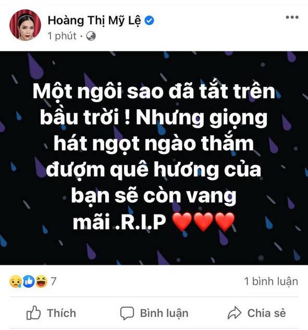 Mỹ Lệ gây hoang mang: Một ngôi sao đã tắt trên bầu trời, nhưng giọng hát thắm tình quê hương sẽ còn mãi - Ảnh 2.