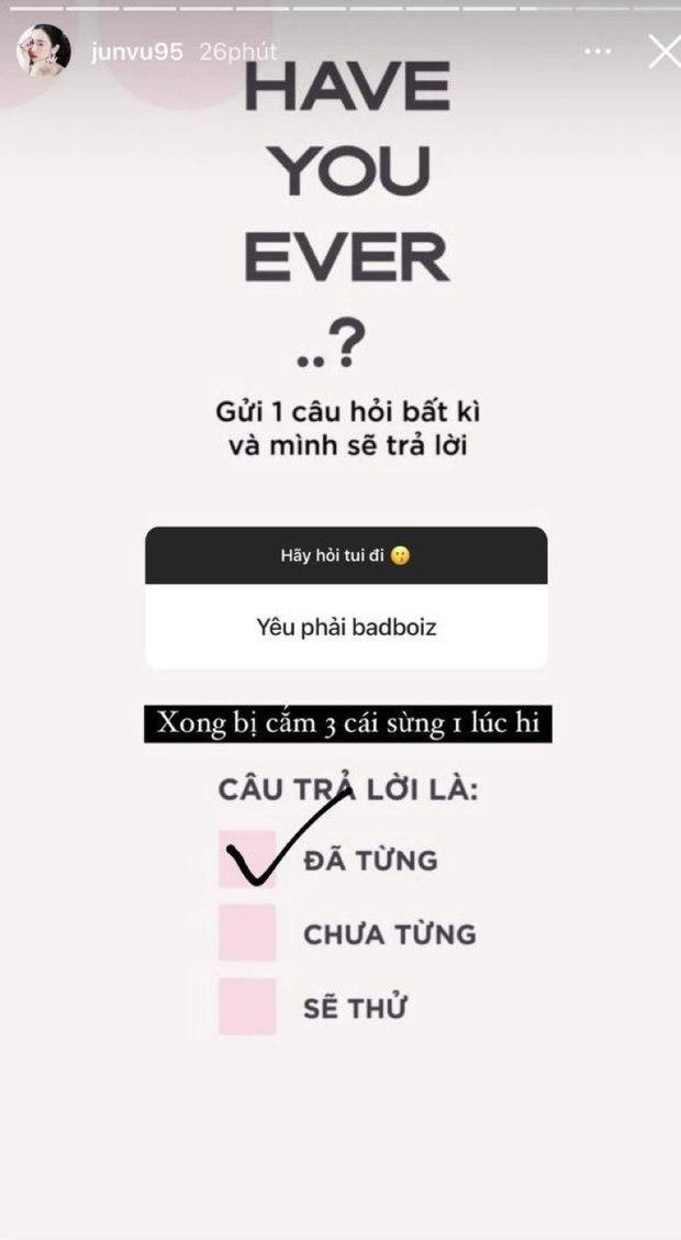 Jun Vũ có động thái đặc biệt, thừa nhận từng bị cắm 3 cái sừng giữa tin đồn hẹn hò Ngô Hải Nam? - Ảnh 4. Jun Vũ có động thái đặc biệt, thừa nhận từng bị cắm 3 cái sừng giữa tin đồn hẹn hò Ngô Hải Nam? - Ảnh 4.