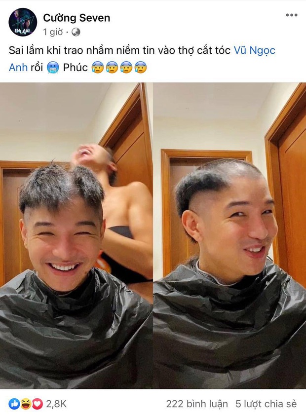 Cường Seven khiến cõi mạng cười lăn cười bò với mái tóc độc nhất mùa dịch, thủ phạm còn rất hả hê! - Ảnh 2. Cường Seven khiến cõi mạng cười lăn cười bò với mái tóc độc nhất mùa dịch, thủ phạm còn rất hả hê! - Ảnh 2.