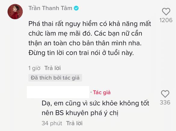 Một TikToker hỏi nếu không phá thai thì con bạn bao nhiêu tuổi, hot girl bắp cần bơ Thanh Tâm lập tức có động thái - Ảnh 3. Một TikToker hỏi nếu không phá thai thì con bạn bao nhiêu tuổi, hot girl bắp cần bơ Thanh Tâm lập tức có động thái - Ảnh 3.