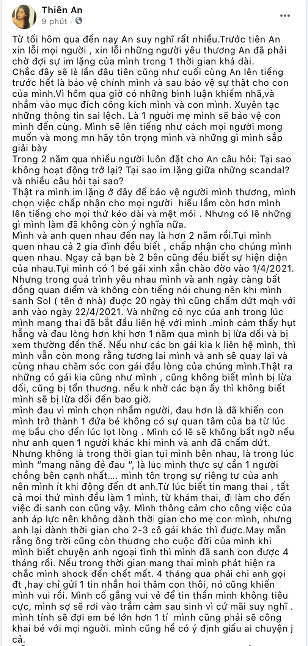 Chấn động: Thiên An thừa nhận có con với Jack, chia tay sau 4 tháng lâm bồn vì nam ca sĩ ngoại tình với 2-3 cô gái - Ảnh 1.