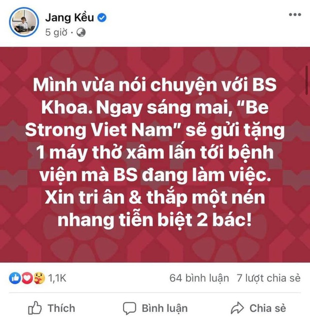 Chủ tịch Quỹ Sống Jang Kều tung đoạn chat trong đêm với bác sĩ Khoa nhường máy thở: Sự vội vàng nhận chỉ trích gay gắt - Ảnh 1. Chủ tịch Quỹ Sống Jang Kều tung đoạn chat trong đêm với bác sĩ Khoa nhường máy thở: Sự vội vàng nhận chỉ trích gay gắt - Ảnh 1.