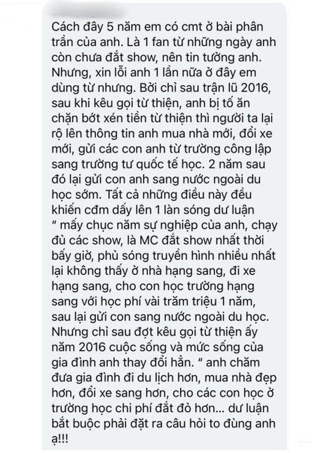 MC Phan Anh lên tiếng trước loạt tin đồn bị cấm sóng, tậu nhà đẹp, xe sang, con học trường quốc tế sau khi kêu gọi từ thiện - Ảnh 2. MC Phan Anh lên tiếng trước loạt tin đồn bị cấm sóng, tậu nhà đẹp, xe sang, con học trường quốc tế sau khi kêu gọi từ thiện - Ảnh 2.