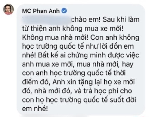 MC Phan Anh lên tiếng trước loạt tin đồn bị cấm sóng, tậu nhà đẹp, xe sang, con học trường quốc tế sau khi kêu gọi từ thiện - Ảnh 3. MC Phan Anh lên tiếng trước loạt tin đồn bị cấm sóng, tậu nhà đẹp, xe sang, con học trường quốc tế sau khi kêu gọi từ thiện - Ảnh 3.