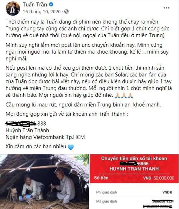 Netizen bóc ảnh Tuấn Trần gửi 50 triệu quyên góp vào 1 tài khoản khác của Trấn Thành, chính chủ vội làm rõ ngay - Ảnh 5. Netizen bóc ảnh Tuấn Trần gửi 50 triệu quyên góp vào 1 tài khoản khác của Trấn Thành, chính chủ vội làm rõ ngay - Ảnh 5.