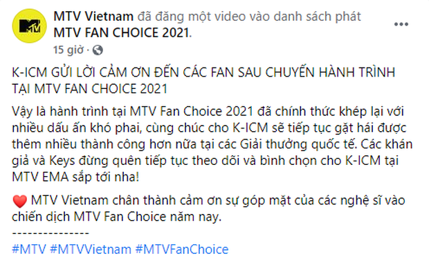 K-ICM sẽ đại diện Việt Nam tranh tài tại MTV EMAs 2021, Sơn Tùng kêu gọi vote cho Kay Trần cũng đành chịu thua - Ảnh 1. K-ICM sẽ đại diện Việt Nam tranh tài tại MTV EMAs 2021, Sơn Tùng kêu gọi vote cho Kay Trần cũng đành chịu thua - Ảnh 1.