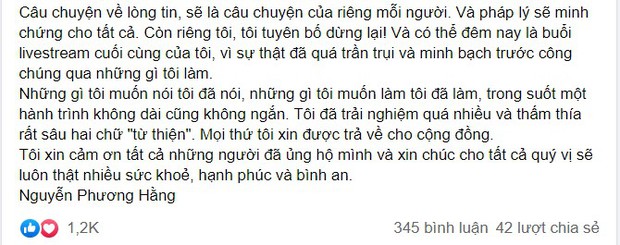 Xôn xao bức tâm thư của bà Phương Hằng: Tuyên bố dừng lại, đêm nay thực hiện buổi livestream cuối cùng - Ảnh 2. Xôn xao bức tâm thư của bà Phương Hằng: Tuyên bố dừng lại, đêm nay thực hiện buổi livestream cuối cùng - Ảnh 2.