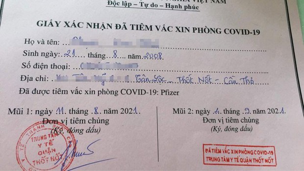 Ba người dưới 18 tuổi ở Cần Thơ được tiêm vắc xin COVID-19 - Ảnh 1. Ba người dưới 18 tuổi ở Cần Thơ được tiêm vắc xin COVID-19 - Ảnh 1.
