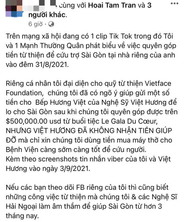Xuất hiện lời đồn tiêu cực về chuyện Việt Hương làm từ thiện, liên quan đến khoản tiền 11,3 tỷ: Người trong cuộc nói gì? - Ảnh 3. Xuất hiện lời đồn tiêu cực về chuyện Việt Hương làm từ thiện, liên quan đến khoản tiền 11,3 tỷ: Người trong cuộc nói gì? - Ảnh 3.