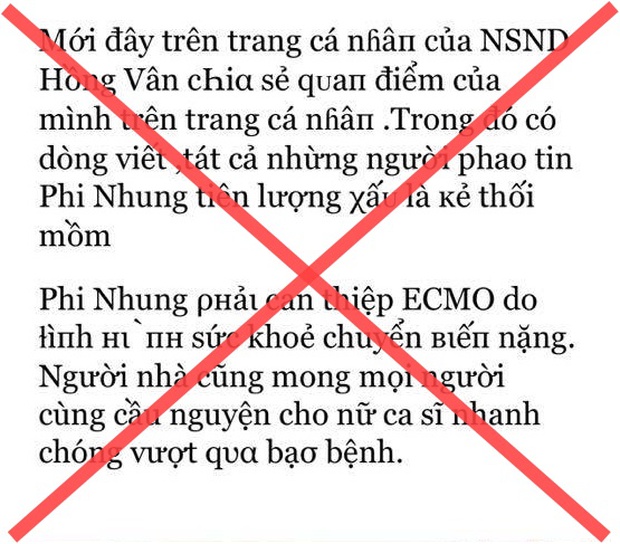 Đến lượt NS Hồng Vân bị mạo danh tung tin tức tiêu cực về bệnh tình Phi Nhung, phải bức xúc lên tiếng đính chính - Ảnh 2. Đến lượt NS Hồng Vân bị mạo danh tung tin tức tiêu cực về bệnh tình Phi Nhung, phải bức xúc lên tiếng đính chính - Ảnh 2.