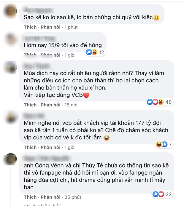 Đến hẹn sao kê 15/9, netizen tổng tấn công fanpage Thuỷ Tiên - Công Vinh, ngân hàng Vietcombank tiếp tục hứng bão phẫn nộ - Ảnh 3. Đến hẹn sao kê 15/9, netizen tổng tấn công fanpage Thuỷ Tiên - Công Vinh, ngân hàng Vietcombank tiếp tục hứng bão phẫn nộ - Ảnh 3.