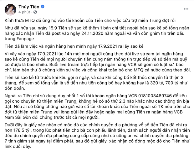 Thuỷ Tiên: Tôi sẽ sao kê, để xem tổng số tiền như công bố hay 320 tỷ, 700 tỷ như đồn đoán - Ảnh 2.