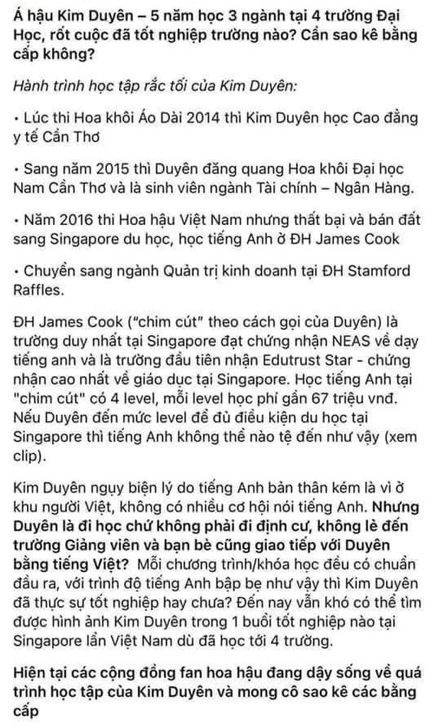 Á hậu Kim Duyên: 5 năm học 4 trường nhưng nghi vấn chưa tốt nghiệp, netizen đòi sao kê bằng cấp - Ảnh 4. Á hậu Kim Duyên: 5 năm học 4 trường nhưng nghi vấn chưa tốt nghiệp, netizen đòi sao kê bằng cấp - Ảnh 4.