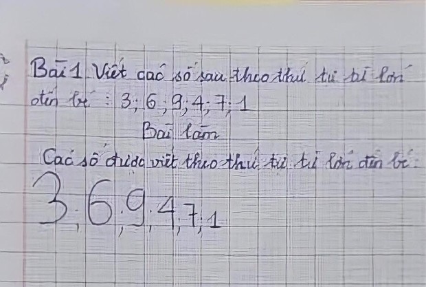 Cô giáo yêu cầu viết các số từ LỚN đến BÉ, đáp án cậu nhóc đưa ra khiến giáo viên cạn lời, khen ngợi thông minh quá - Ảnh 1.