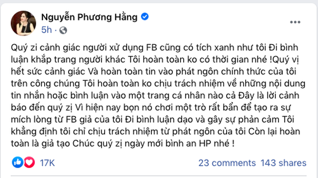 Bà Phương Hằng quay xe tuyên bố livestream trở lại, cảnh báo các tài khoản giả mạo đi bình luận dạo: Tôi không có thời gian đi bình luận khắp trang của người khác - Ảnh 3.