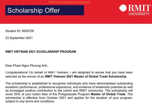 Á hậu Phương Anh nhận học bổng Thạc sĩ RMIT nhưng vẫn phải bỏ ra chi phí khủng bằng mấy năm đi làm để lấy bằng, nghe mà choáng - Ảnh 2.