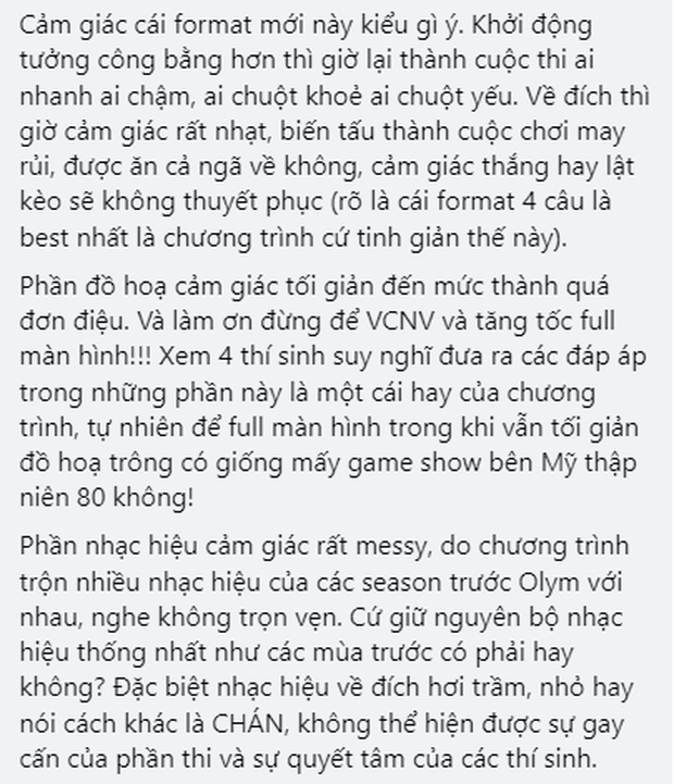 Khán giả chê luật chơi mới của Olympia nhạt nhẽo, thiếu logic, giảm tư duy của thí sinh: Riêng Quán quân 2019 còn cà khịa 1 câu cực gắt! - Ảnh 5.