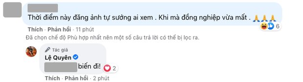 Bị netizen chỉ trích đồng nghiệp vừa mất mà đăng ảnh tự sướng, Lệ Quyên đáp trả cực căng! - Ảnh 3.