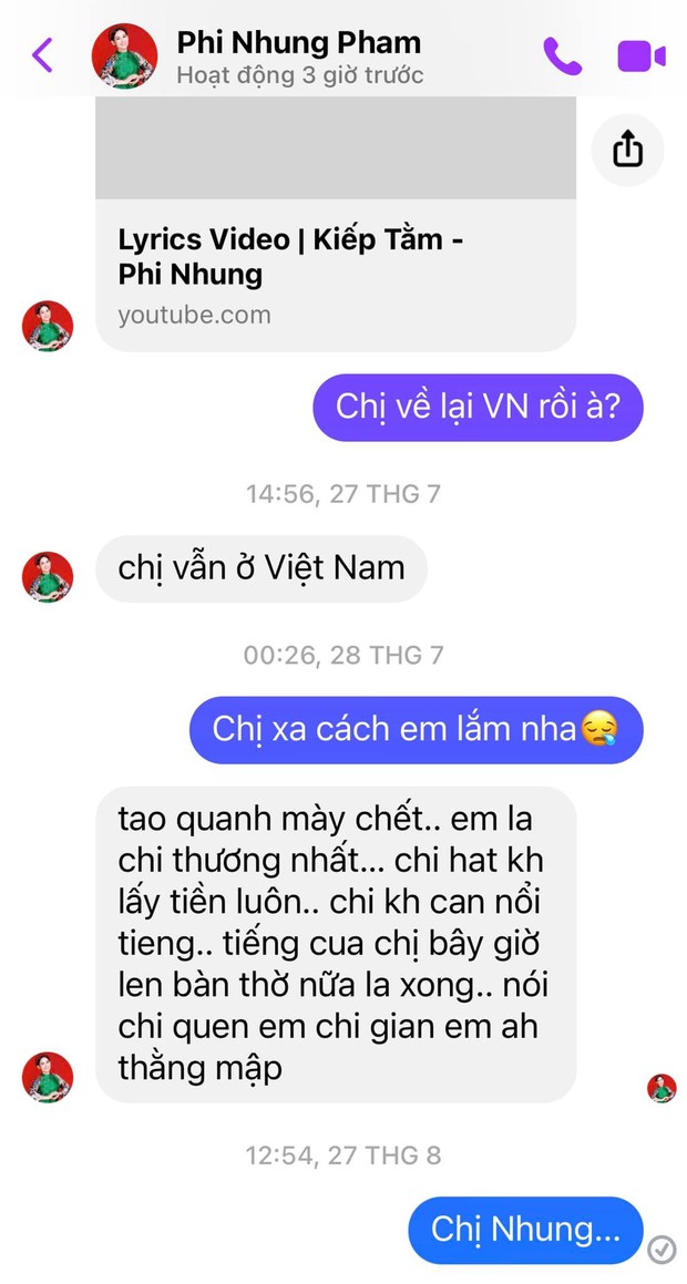 Hé lộ tin nhắn cuối cùng Phi Nhung gửi nhạc sĩ Minh Khang, đàn em muốn phát hờn vì bỗng dưng nói về điềm gở - Ảnh 1.