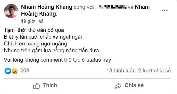 Cậu IT Nhâm Hoàng Khang đăng status tiếc thương Phi Nhung sau ồn ào kêu cứu cho Hồ Văn Cường: Chị đi em cũng ngỡ ngàng - Ảnh 1.