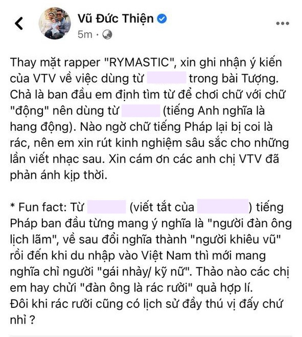 Rhymastic lên tiếng khi bị VTV chỉ trích dùng từ thô tục, khẳng định người nhà đài sống ở tầng khác, không dùng từ bậy bao giờ  - Ảnh 2.