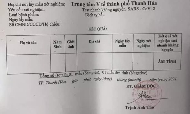 Yêu cầu kiểm điểm việc cấp phiếu test nhanh Covid-19 để trống thông tin - Ảnh 1. Yêu cầu kiểm điểm việc cấp phiếu test nhanh Covid-19 để trống thông tin - Ảnh 1.