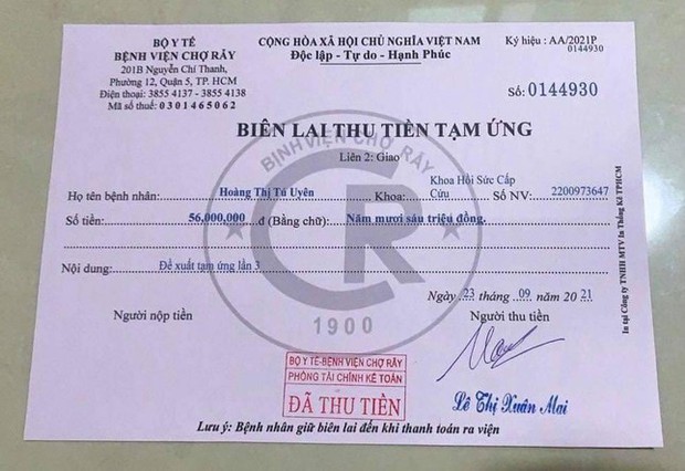 Làm giả biên lai Bệnh viện Chợ Rẫy lừa thu tiền tạm ứng viện phí - Ảnh 1. Làm giả biên lai Bệnh viện Chợ Rẫy lừa thu tiền tạm ứng viện phí - Ảnh 1.