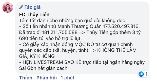Phía Thuỷ Tiên lên tiếng làm rõ về số tiền từ thiện, hẹn livestream sao kê tại ngân hàng giữa loạt ồn ào - Ảnh 3. Phía Thuỷ Tiên lên tiếng làm rõ về số tiền từ thiện, hẹn livestream sao kê tại ngân hàng giữa loạt ồn ào - Ảnh 3.