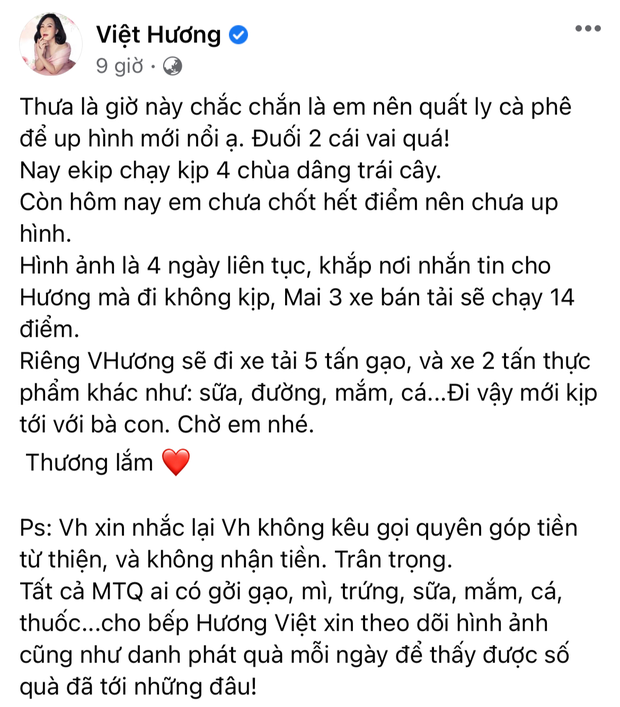 Không kêu gọi 1 đồng từ thiện, Việt Hương vẫn có hành động đáng khâm phục giữa lúc showbiz gặp bão sao kê - Ảnh 2.