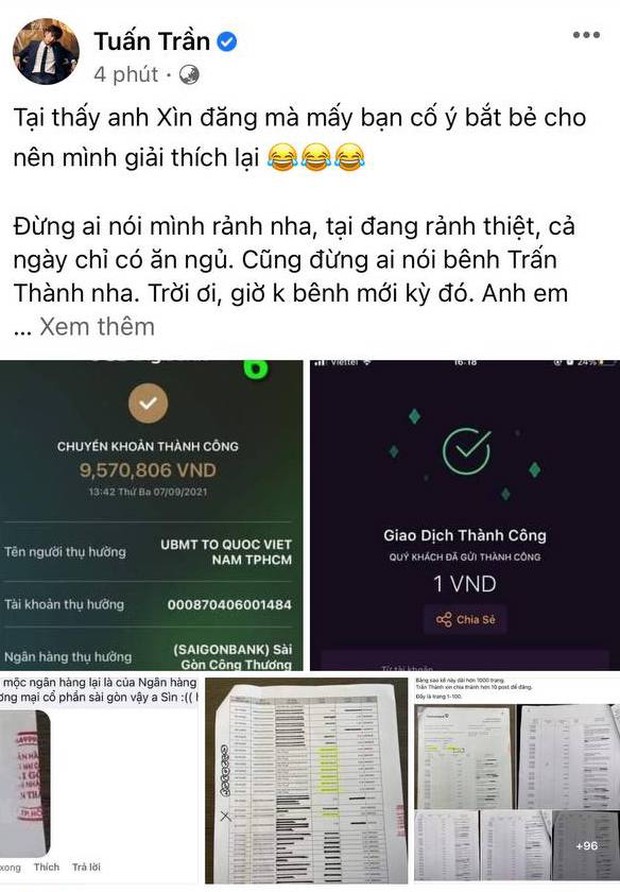 Tuấn Trần giải thích loạt thắc mắc về sao kê của Trấn Thành: Từ chuyển khoản 200 đồng, dấu mộc giả và 2 chi tiết đặc biệt - Ảnh 2.