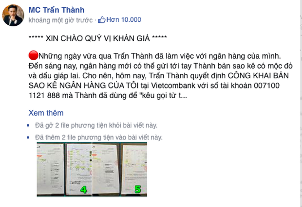 Trấn Thành sửa đến 6 lần bài đăng sao kê từ thiện sau hơn 1 giờ đăng tải, lý do là gì? - Ảnh 8.