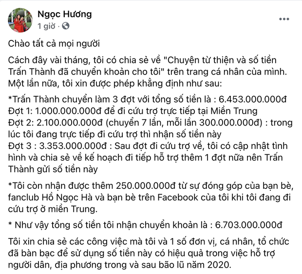 Mẹ ruột Hà Hồ khẳng định không ăn chặn tiền từ thiện kèm bằng chứng, làm rõ số tiền quyên góp của Trấn Thành - Ảnh 2. Mẹ ruột Hà Hồ khẳng định không ăn chặn tiền từ thiện kèm bằng chứng, làm rõ số tiền quyên góp của Trấn Thành - Ảnh 2.