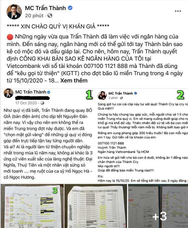 Trấn Thành sửa đến 6 lần bài đăng sao kê từ thiện sau hơn 1 giờ đăng tải, lý do là gì? - Ảnh 3.