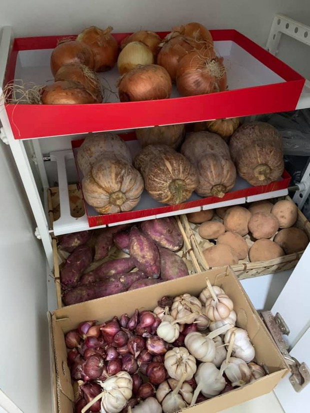 Mẹ bỉm Sài Gòn có tips bảo quản thực phẩm mùa dịch cực khoa học, thú vị nhất là tiết mục phơi rau - Ảnh 3.