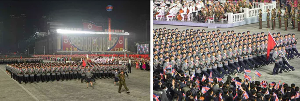 Lễ duyệt binh kỳ lạ của Triều Tiên: Trang phục khử nhiễm chiếm sóng - Ảnh 5.