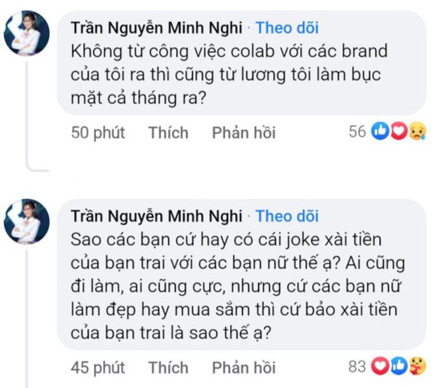 Bị đùa kém sang về chuyện tiêu tiền bạn trai, Minh Nghi lên tiếng phản pháo cực gắt - Ảnh 2.