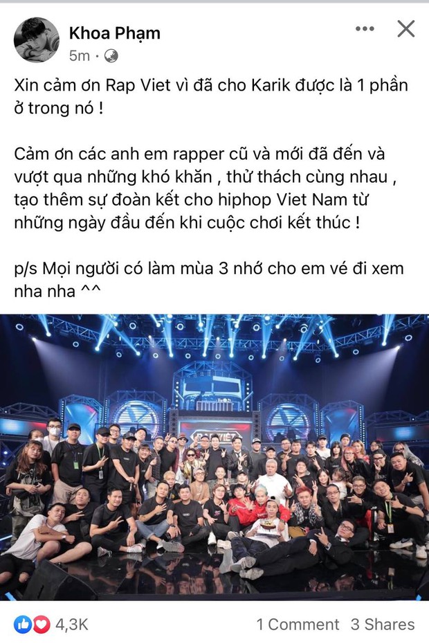 Karik chưa gì đã nói lời chia tay Rap Việt, nhắn nhủ ê-kíp một điều nếu làm mùa 3 - Ảnh 2. Karik chưa gì đã nói lời chia tay Rap Việt, nhắn nhủ ê-kíp một điều nếu làm mùa 3 - Ảnh 2.