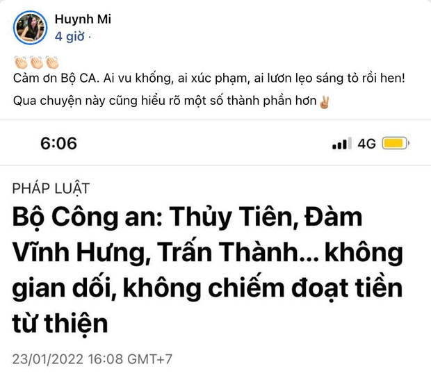 Em gái Trấn Thành có phản ứng GẮT sau khi anh trai được minh oan vụ từ thiện miền Trung - Ảnh 1. Em gái Trấn Thành có phản ứng GẮT sau khi anh trai được minh oan vụ từ thiện miền Trung - Ảnh 1.