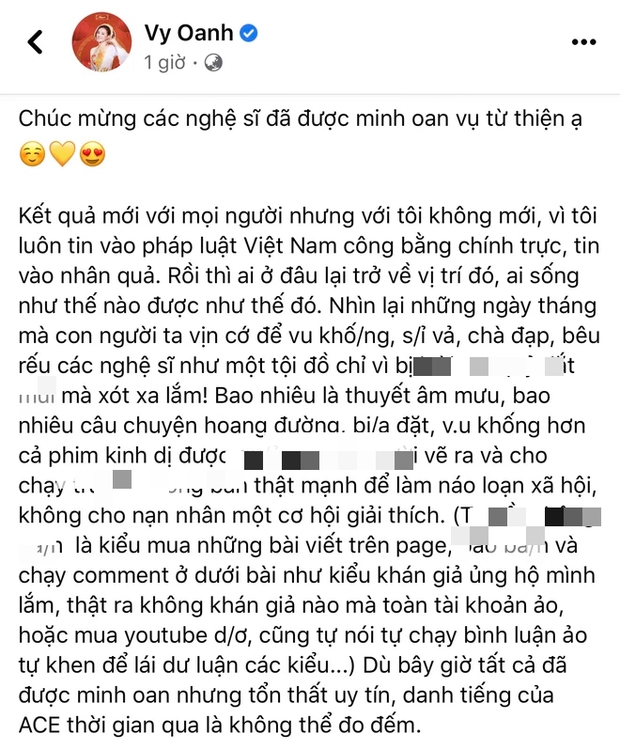 Đồng nghiệp được minh oan vụ từ thiện, Vy Oanh: Nhìn lại những ngày tháng các nghệ sĩ như một tội đồ mà xót xa lắm - Ảnh 2.