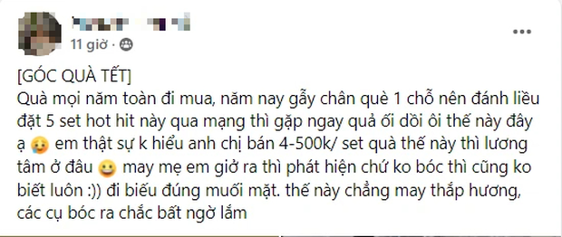 Đại hội “bóc phốt” giỏ quà Tết khiến ai cũng ngã ngửa: Vỏ thì đẹp nhưng bên trong toàn “hàng dỏm”, mang đi tặng khách đúng muối mặt luôn - Ảnh 1.