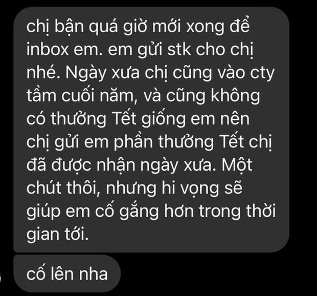 Tết không được thưởng, chàng trai cảm động khi nhận tin nhắn đặc biệt từ sếp - Ảnh 2. Tết không được thưởng, chàng trai cảm động khi nhận tin nhắn đặc biệt từ sếp - Ảnh 2.