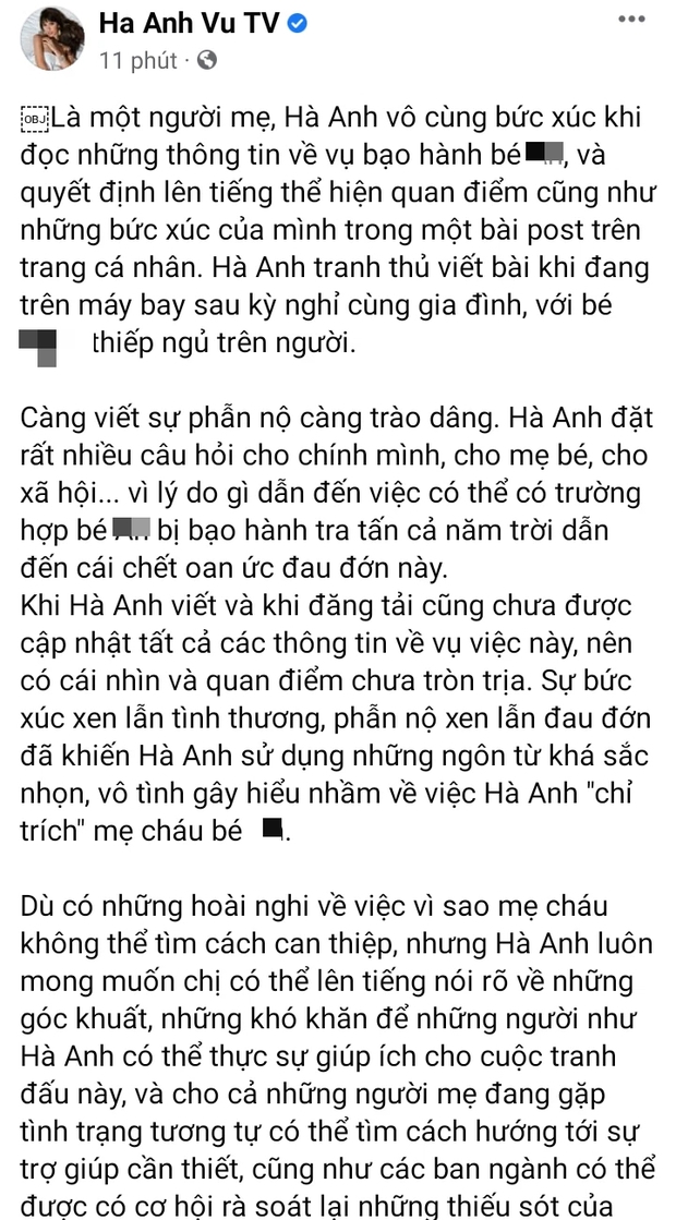 Bị ném đá vì tranh thủ PR máu lạnh sau cái chết thương tâm của bé gái 8 tuổi, Hà Anh lên tiếng làm rõ! - Ảnh 2. Bị ném đá vì tranh thủ PR máu lạnh sau cái chết thương tâm của bé gái 8 tuổi, Hà Anh lên tiếng làm rõ! - Ảnh 2.
