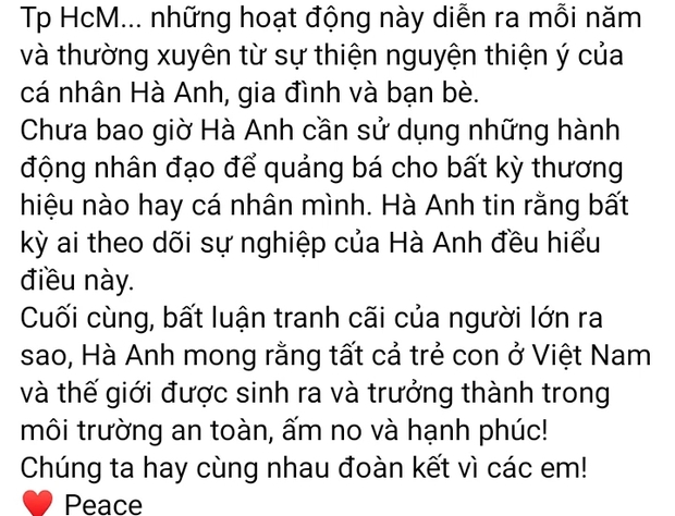 Bị ném đá vì tranh thủ PR máu lạnh sau cái chết thương tâm của bé gái 8 tuổi, Hà Anh lên tiếng làm rõ! - Ảnh 4. Bị ném đá vì tranh thủ PR máu lạnh sau cái chết thương tâm của bé gái 8 tuổi, Hà Anh lên tiếng làm rõ! - Ảnh 4.
