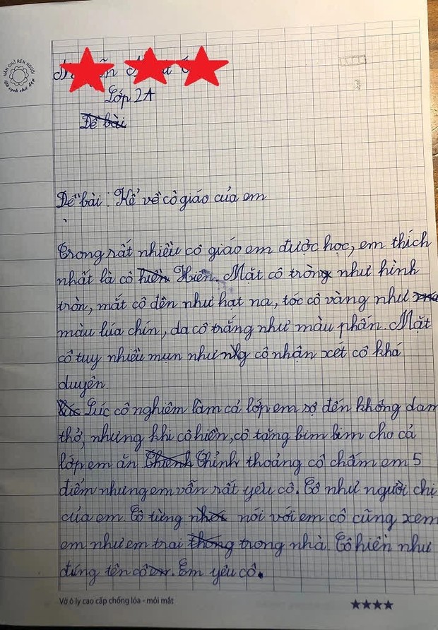 Cậu nhóc lớp 2 làm văn tả cô giáo không khác gì tấu hài: Tóc cô vàng, da cô trắng, thỉnh thoảng cô lại chấm em... 5 điểm - Ảnh 1.